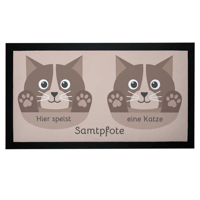 geschenke364-futtermatten-napfunterlage-katze-mit-name-braun-rutschfest image 1
