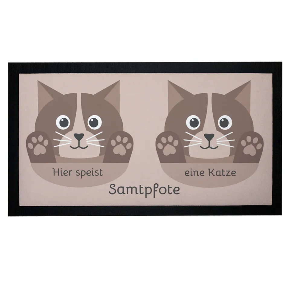geschenke364-futtermatten-napfunterlage-katze-mit-name-braun-rutschfest image 1