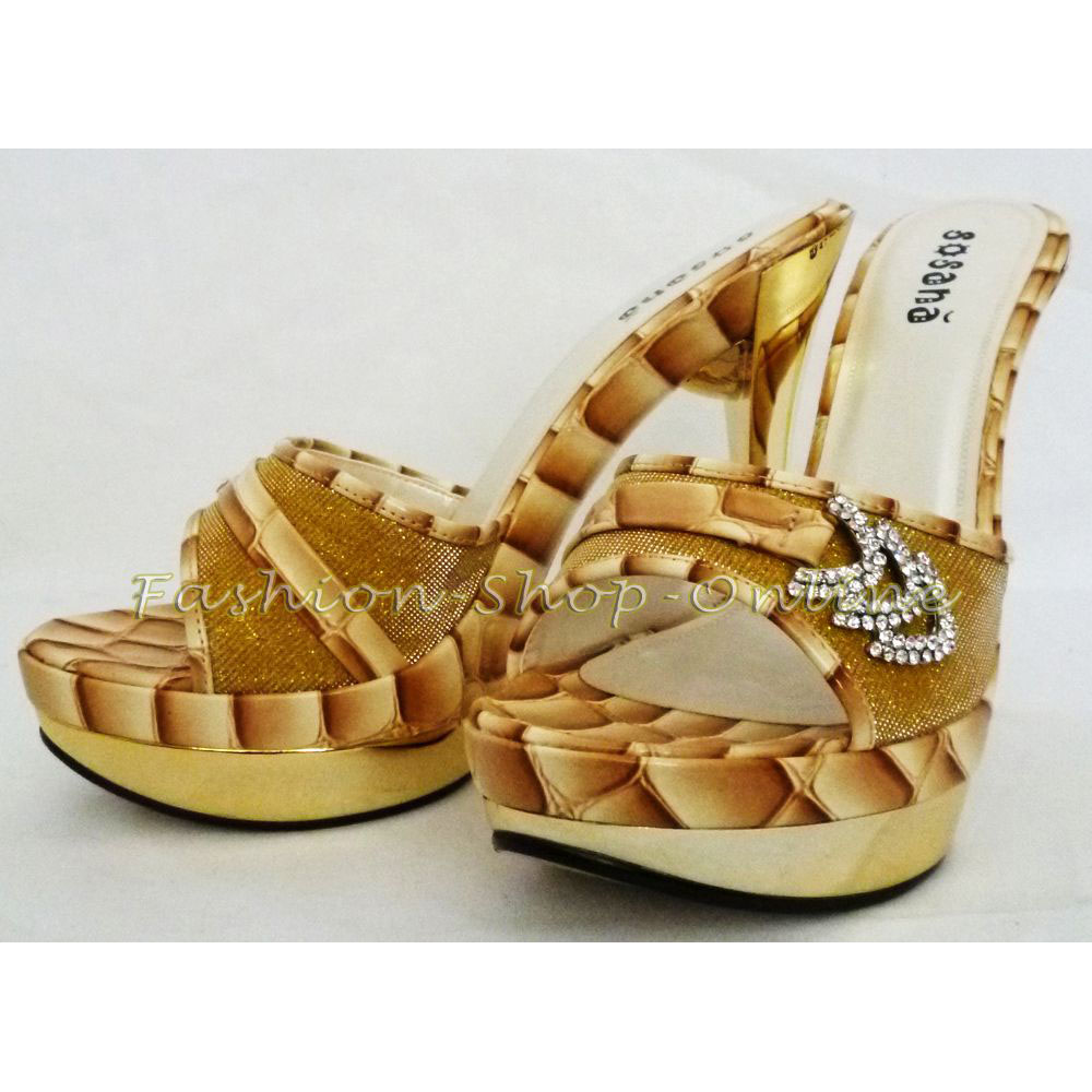 geschenke364-damenmode-pumps-schuhe-gold-pfennigabsatz-goldfarben image 3