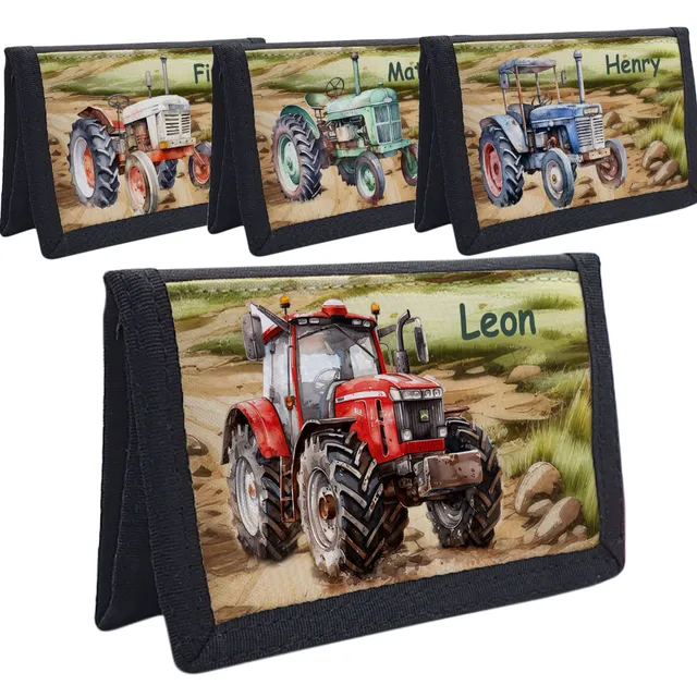 kinder-geldbeutel-traktor-mit-namen-schwarz-13-cm image 1