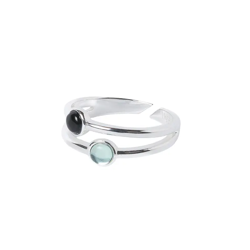 vinoos-ode-to-green-doppelring-silber-t-rkis-schwarz image 4