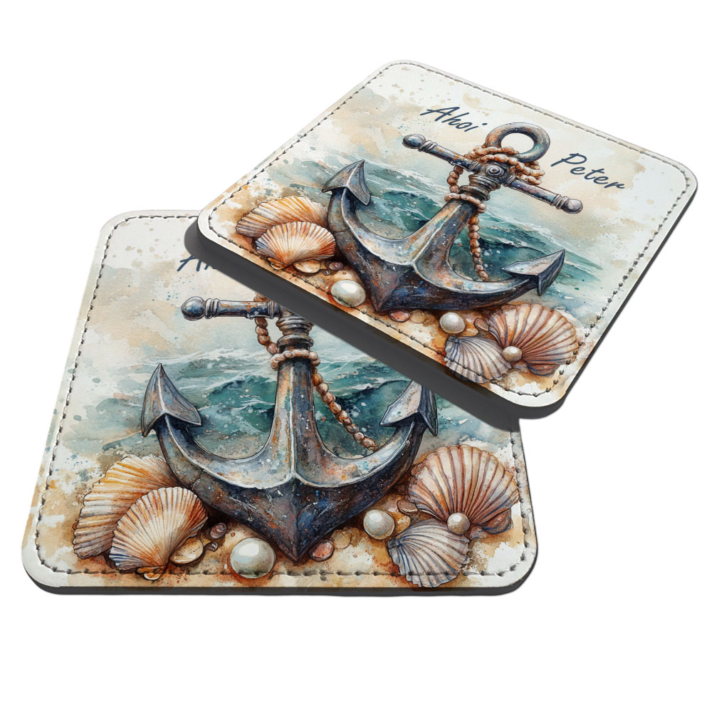 geschenke364-untersetzer-maritim-anker-ahoi-mit-name-kunstleder image 2