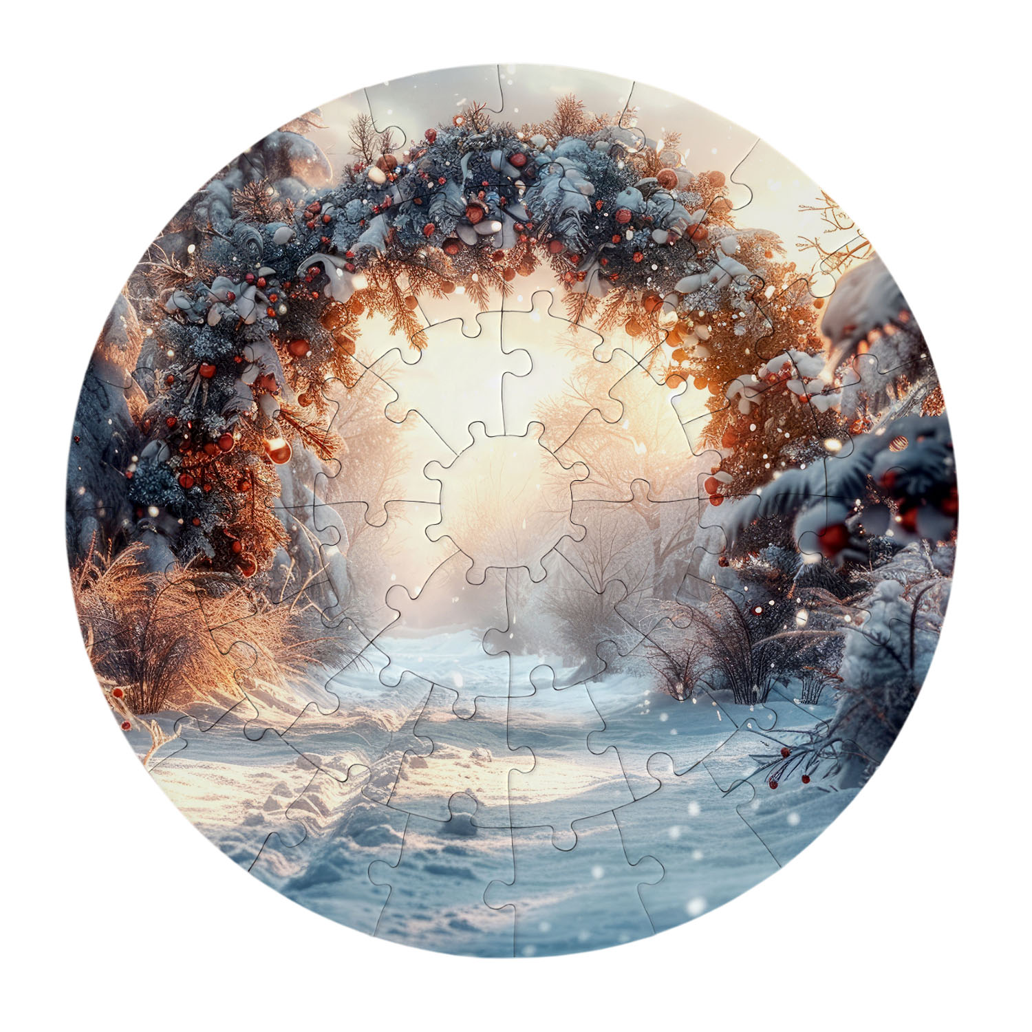 geschenke364-puzzle-rund-wunschtext-winterlandschaft-46-teile image 3