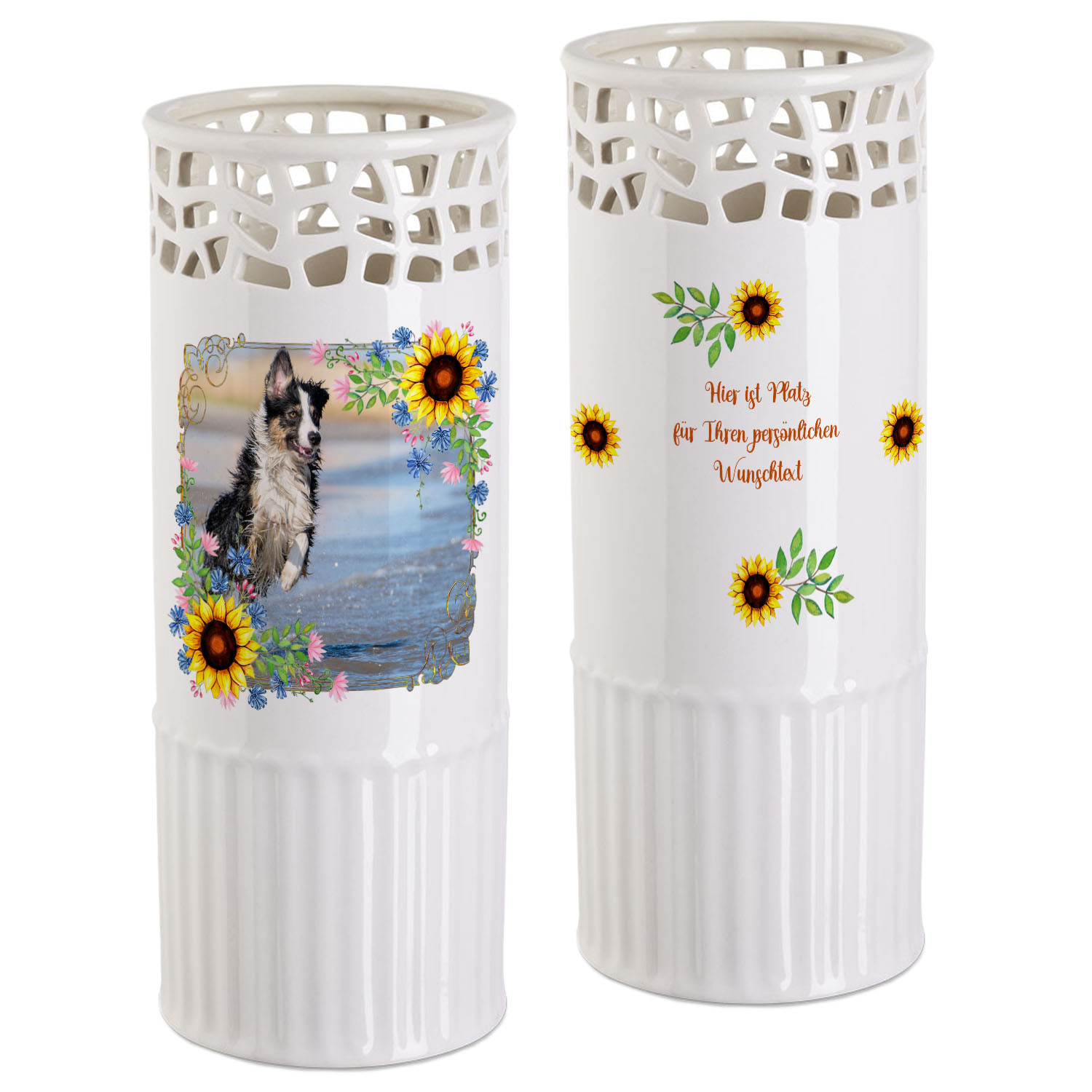 geschenke364-blumentopf-vase-foto-sonnenblume-wei-25-cm image 1