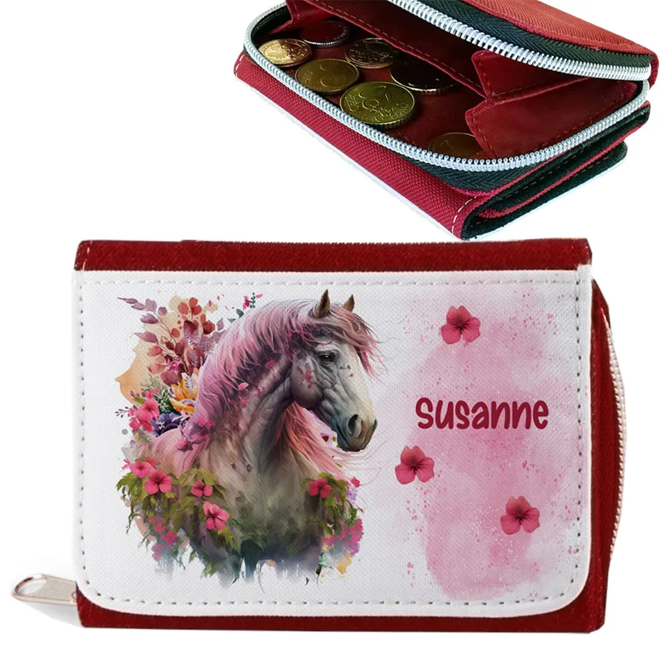 geschenke364-geldbeutel-pferd-mit-name-rot-rosa-m-dchen image 1