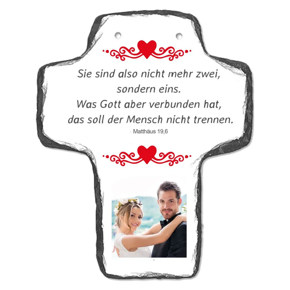 geschenke364-schiefer-tafeln-kreuz-hochzeit-mit-foto-16x20 image 1