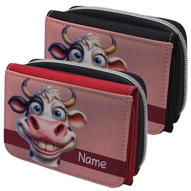 geschenke364-geldbeutel-witzige-kuh-geldb-rse-mit-name-rot image 1