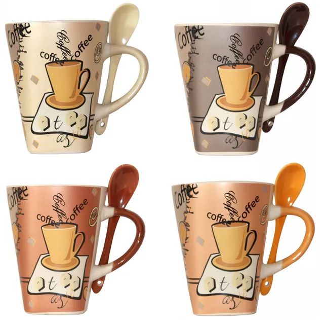 geschenke364-heimdeko-becher-mit-l-ffel-kaffeebecher-keramik-300-ml image 1