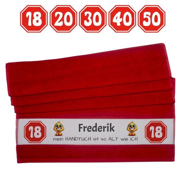 geschenke364-handt-cher-smile-handtuch-rot-mit-name-50x100 image 1