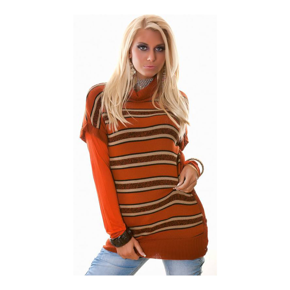 geschenke364-damenmode-long-pullover-double-look-braun-beige image 4