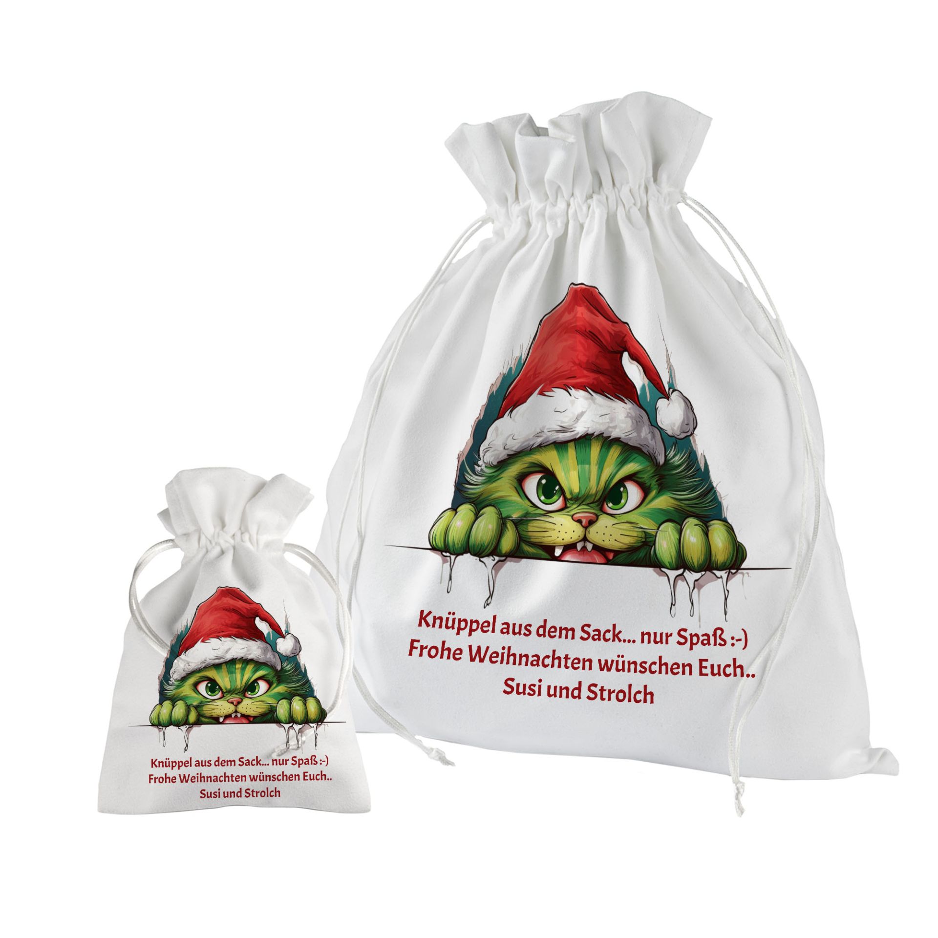 geschenke364-geschenkbeutel-gr-ne-katze-weihnachten-text-2-gr-en image 2