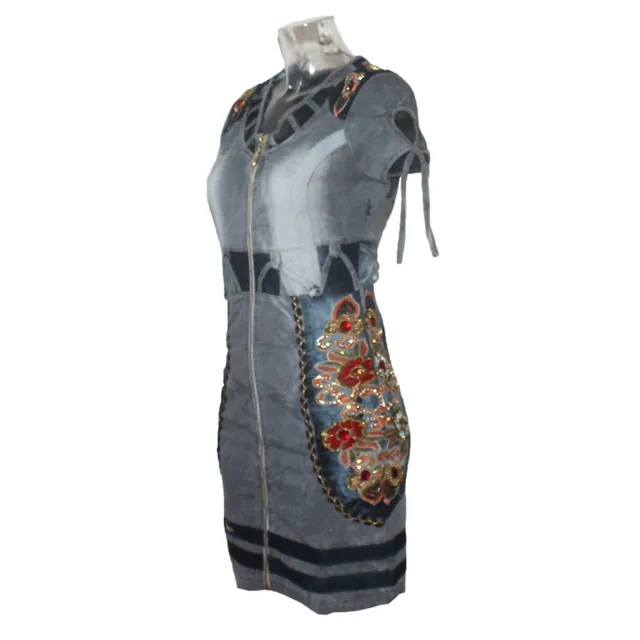 signet-3232-minikleid-grau-stickerei-rei-verschluss-s-xl image 1