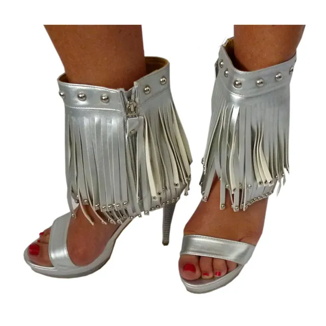 geschenke364-damenmode-pumps-silber-fransen-pfennigabsatz image 1
