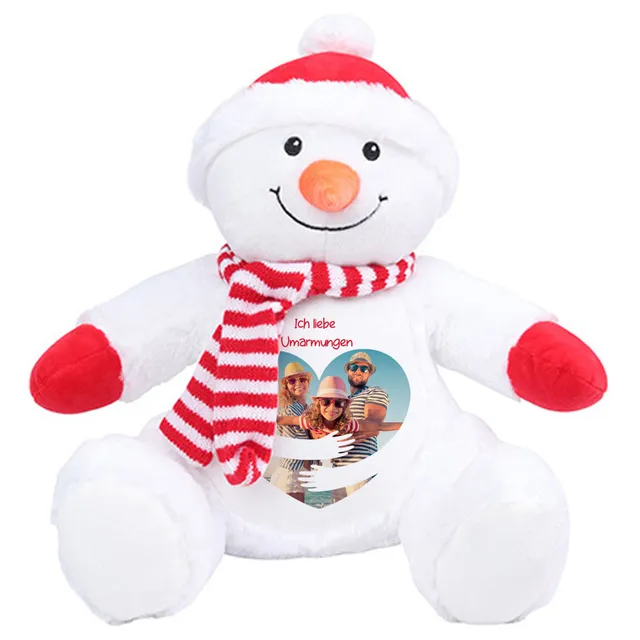 geschenke364-kuscheltiere-schneemann-mit-foto-umarmungen-31-cm image 1