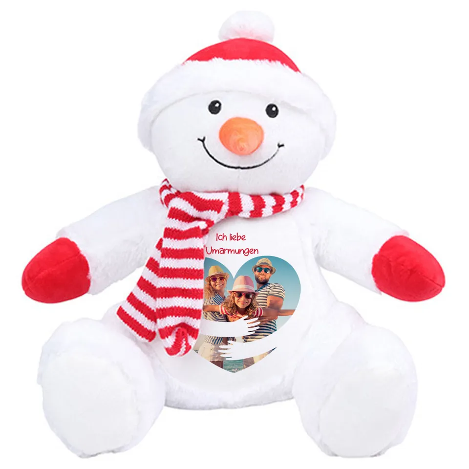 geschenke364-kuscheltiere-schneemann-mit-foto-umarmungen-31-cm image 1