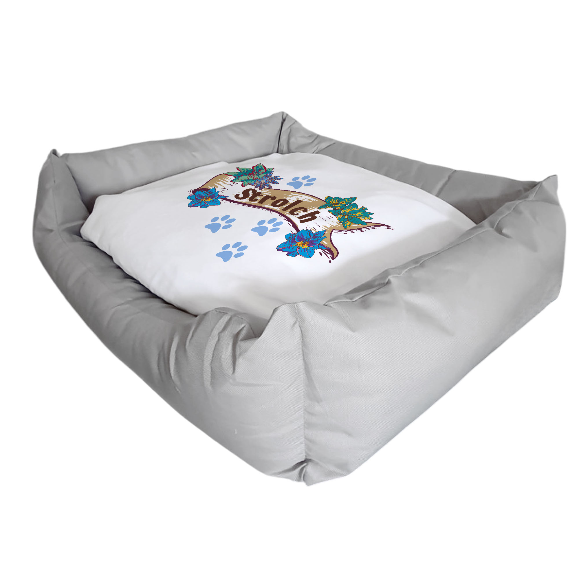 geschenke364-k-rbchen-hundebett-mit-name-blumen-blau-65x55-cm image 2