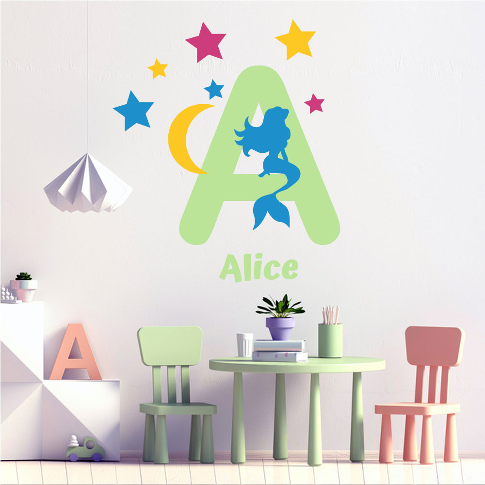 geschenke364-kinderzimmer-wand-tattoo-buchstabe-mit-name-einhorn image 1