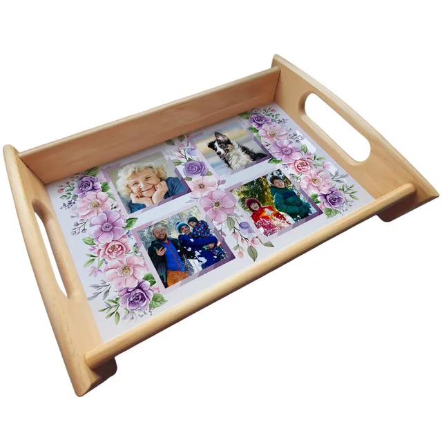 geschenke364-serviertablett-klein-blumen-mit-4-fotos-35x25cm image 1