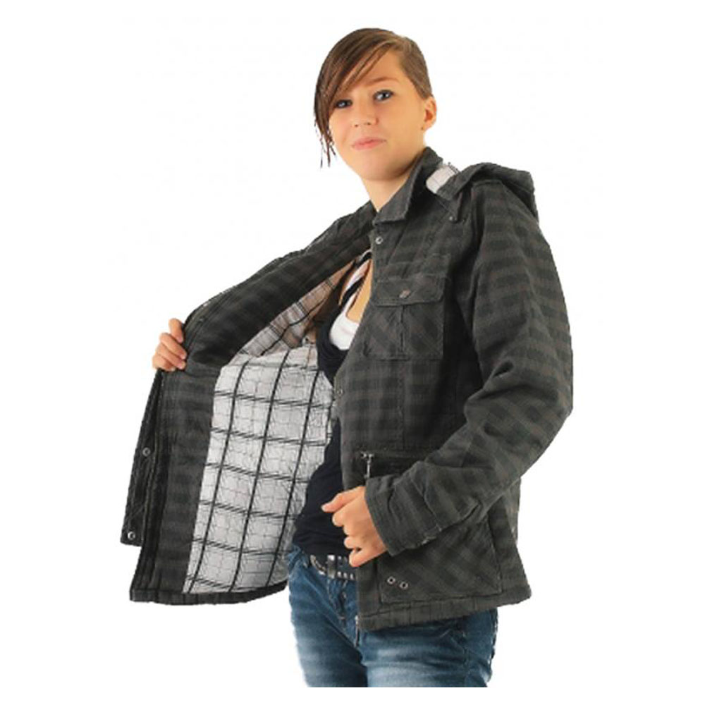 karo-jacke-damen-mit-kapuze-khaki-baumwolle-taschen image 2