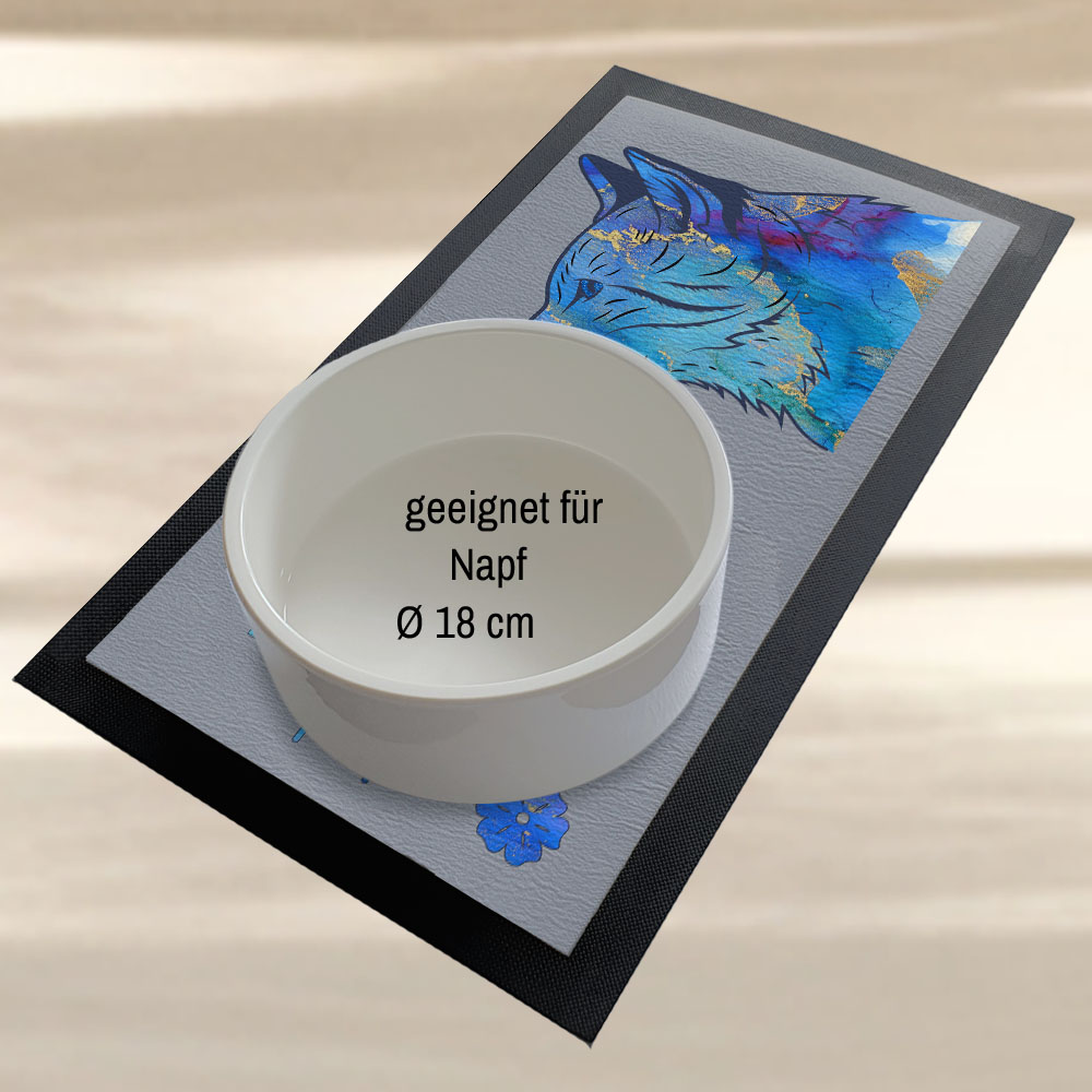 geschenke364-futtermatte-napfunterlage-katze-floral-blau-gold-mit-name image 4