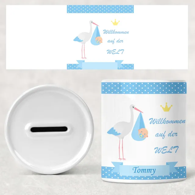 geschenke364-spardose-geburt-junge-blau-willkommen-mit-name image 1
