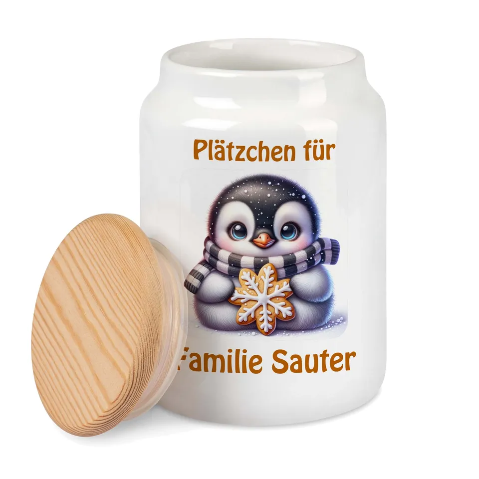 geschenke364-pl-tzchen-keramikdose-mit-name-pinguin-700-ml image 1