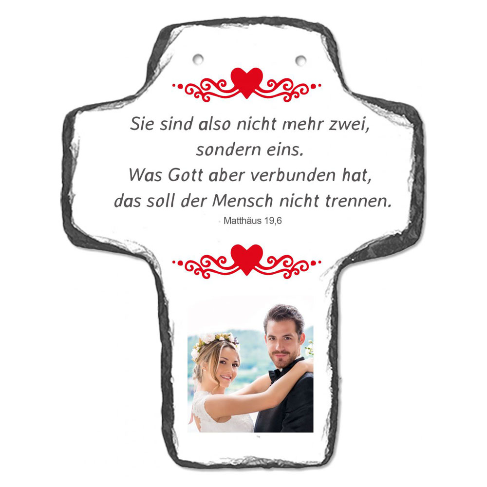 geschenke364-schiefer-tafeln-kreuz-hochzeit-mit-foto-16x20 image 1