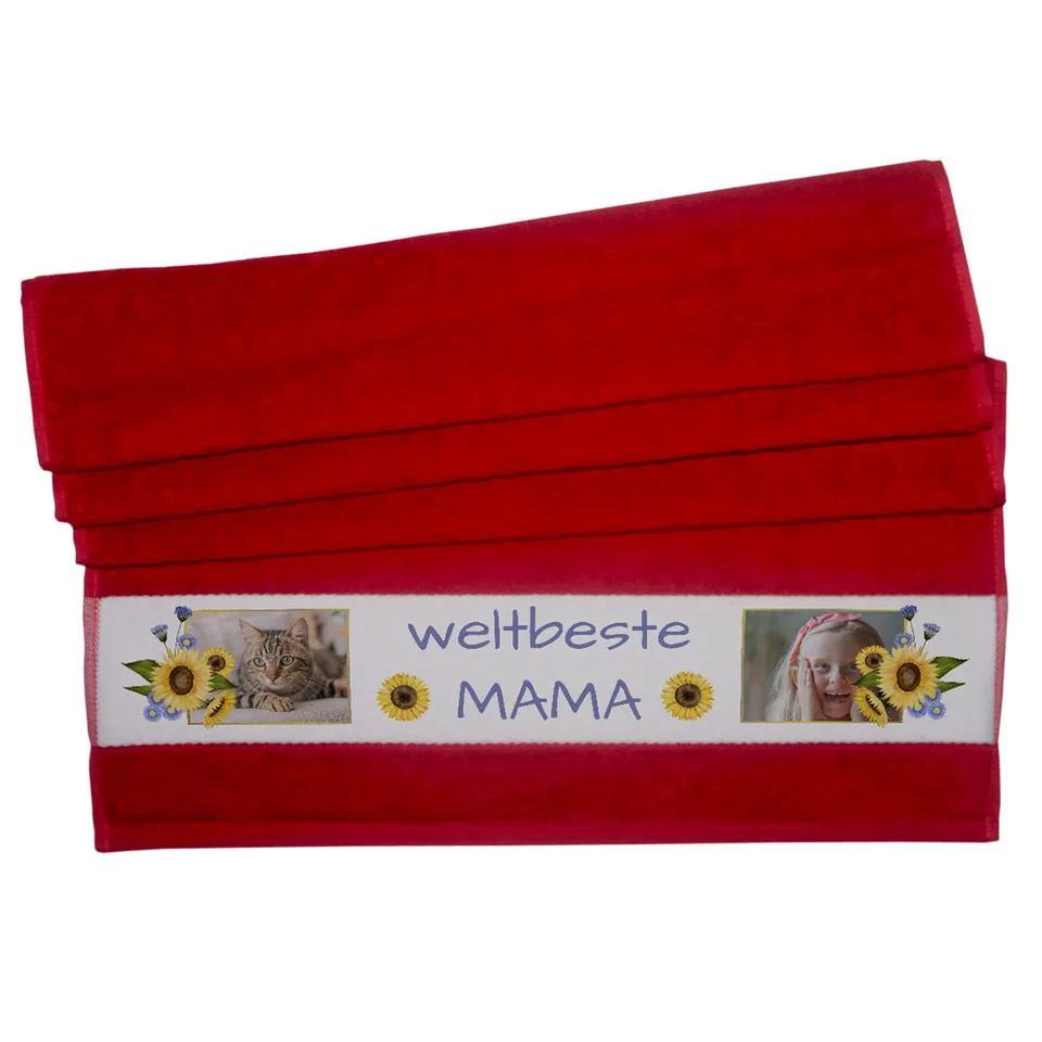 geschenke364-weltbeste-mama-handtuch-rot-mit-foto-50x100 image 1