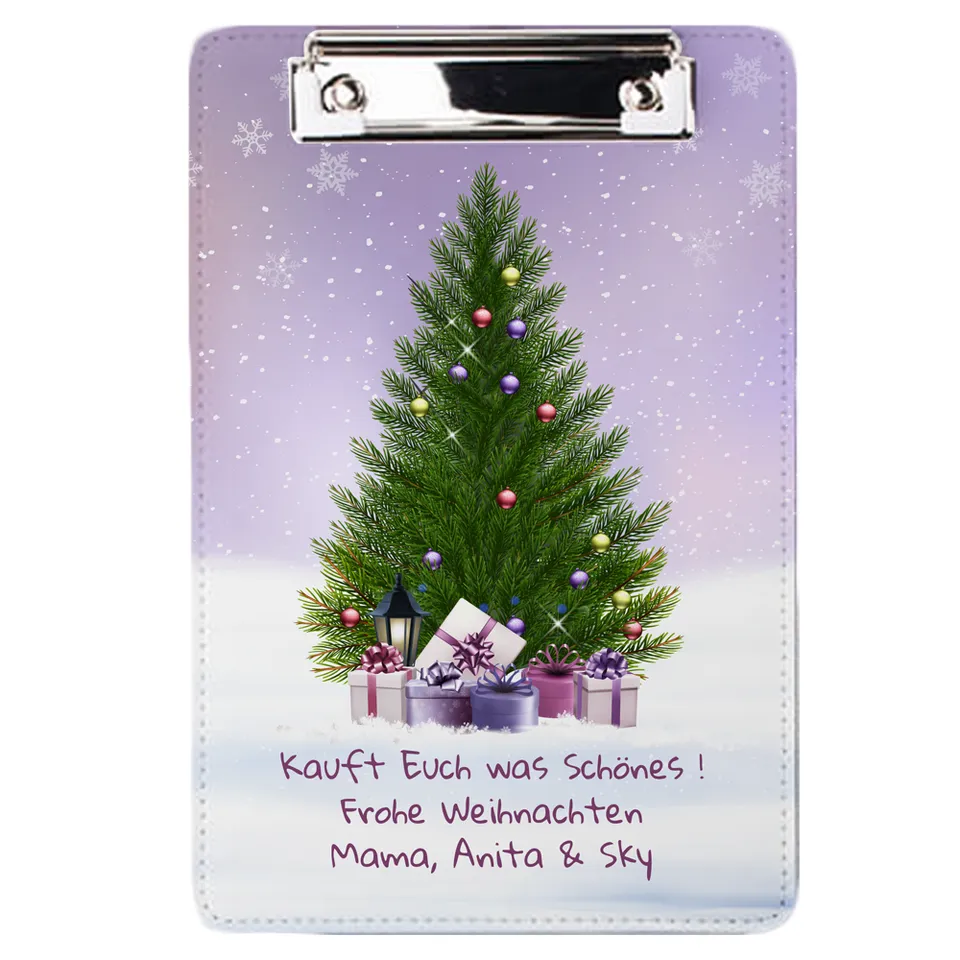 geschenke364-klemmbrett-weihnachtsbaum-geldgeschenk-a5-mit-wunschtext image 1