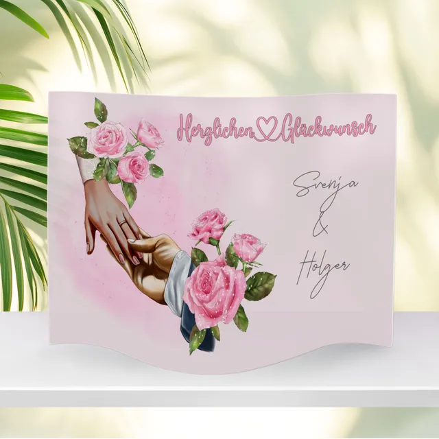 geschenke364-acryl-aufsteller-hochzeit-mit-namen-h-nde-20x30-personalisiert image 1
