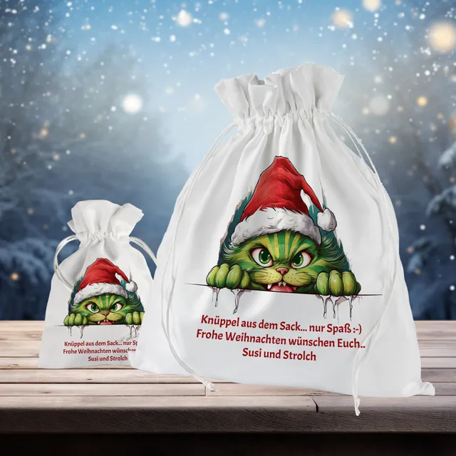 geschenke364-geschenkbeutel-gr-ne-katze-weihnachten-text-2-gr-en image 1