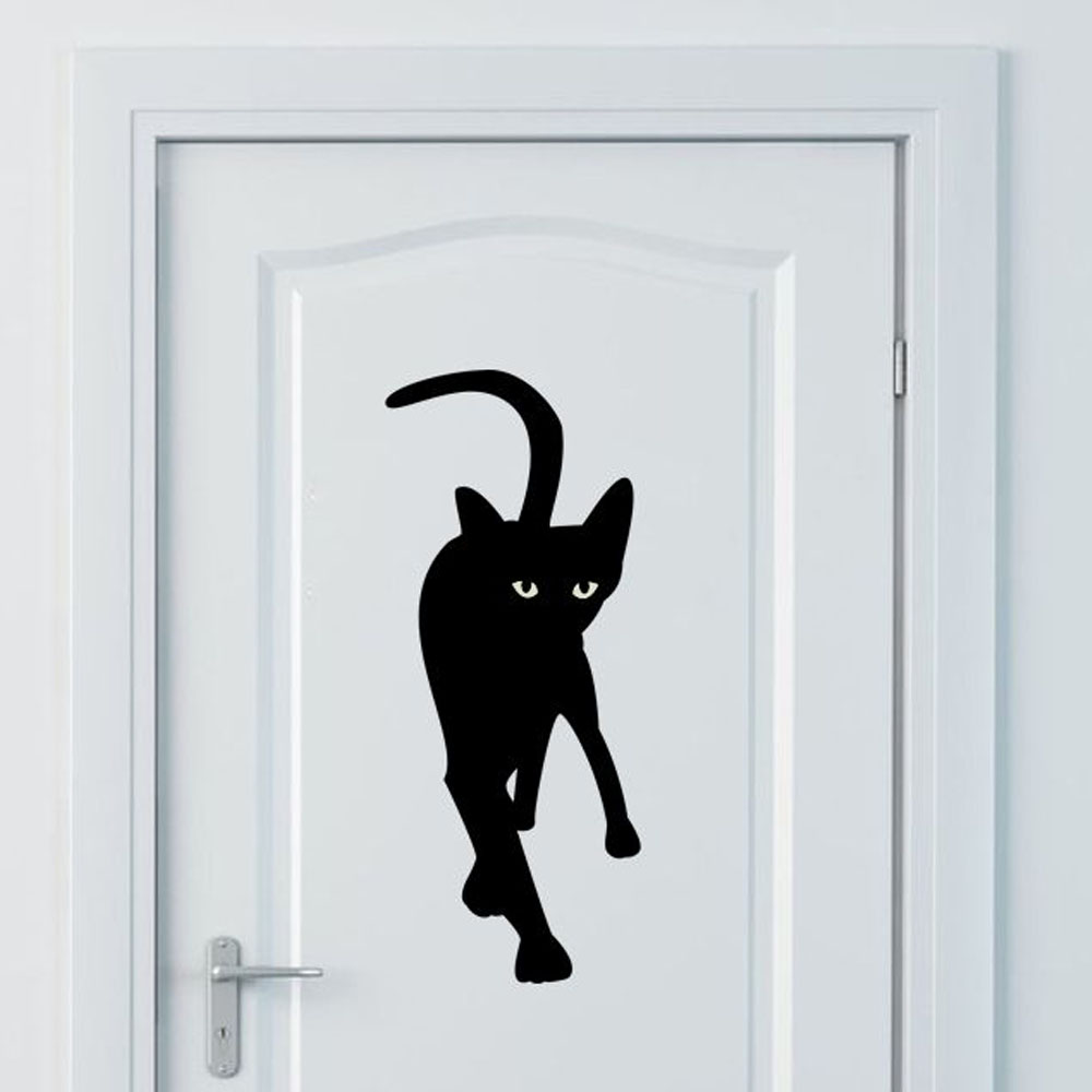 geschenke364-wohn-schlafzimmer-wandtattoo-katze-schwarz-30x70cm image 1
