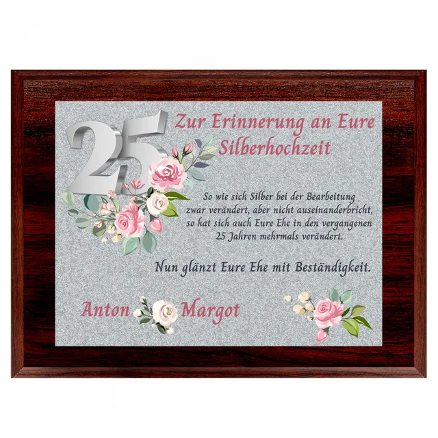 geschenke364-holztafel-silberhochzeit-25-hochzeitstag-mit-namen image 1