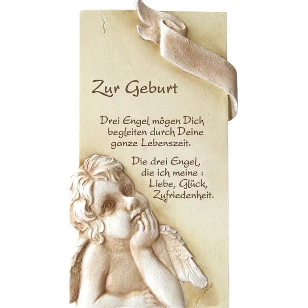 geschenke364-heimdeko-spruchplatte-geburt-drei-engel-15x7-5-cm image 1
