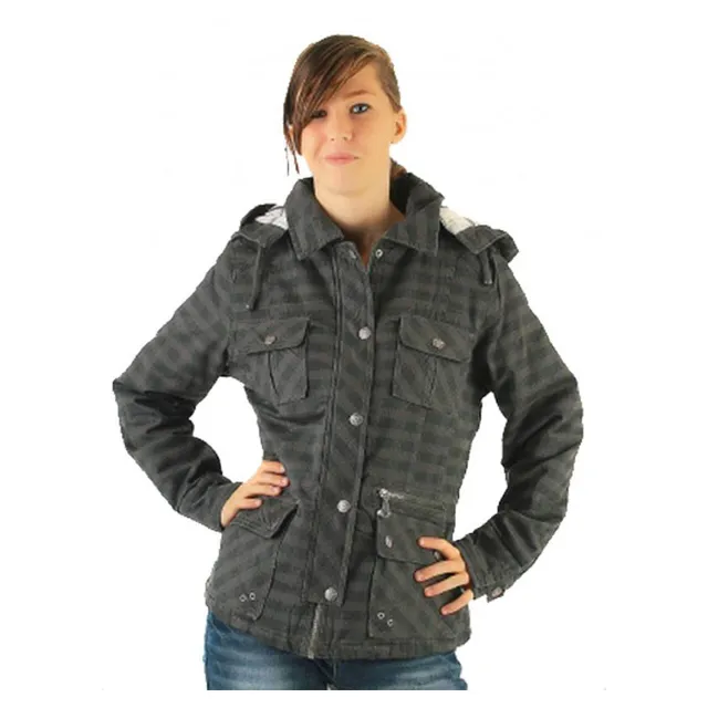 karo-jacke-damen-mit-kapuze-khaki-baumwolle-taschen image 1