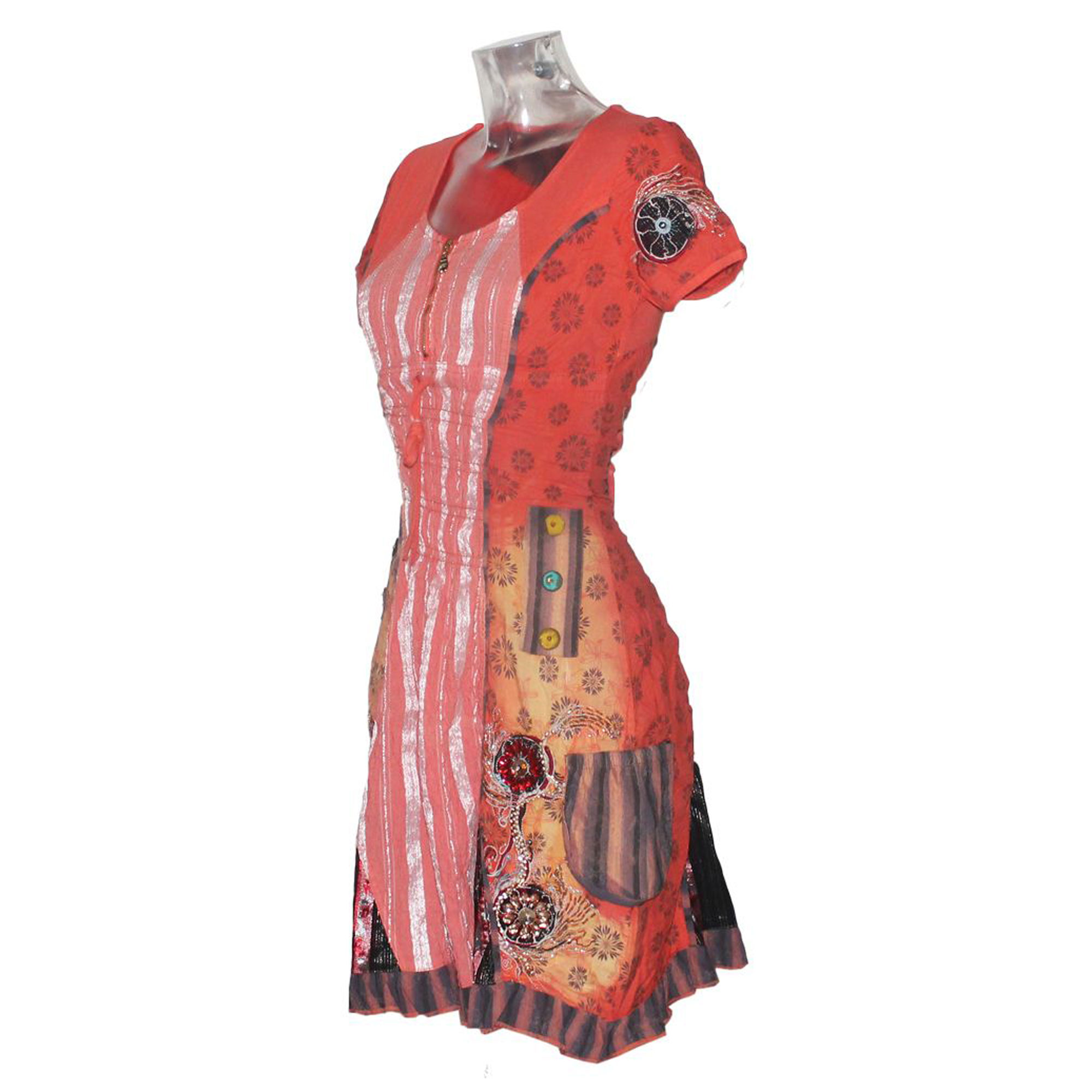 signet-3175-sommerkleid-dirndl-look-orange-stickerei-s-xl image 1