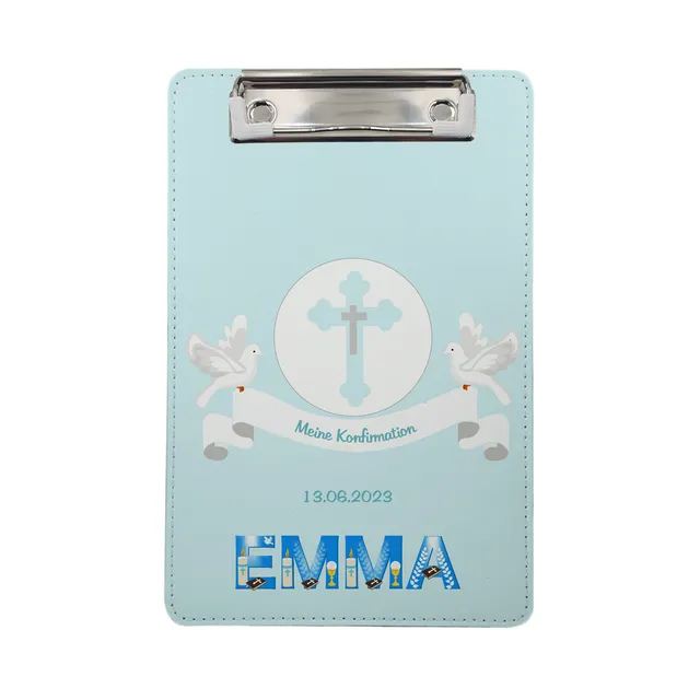 geschenke364-klemmbrett-konfirmation-mit-name-datum-geldgeschenk-a5 image 1
