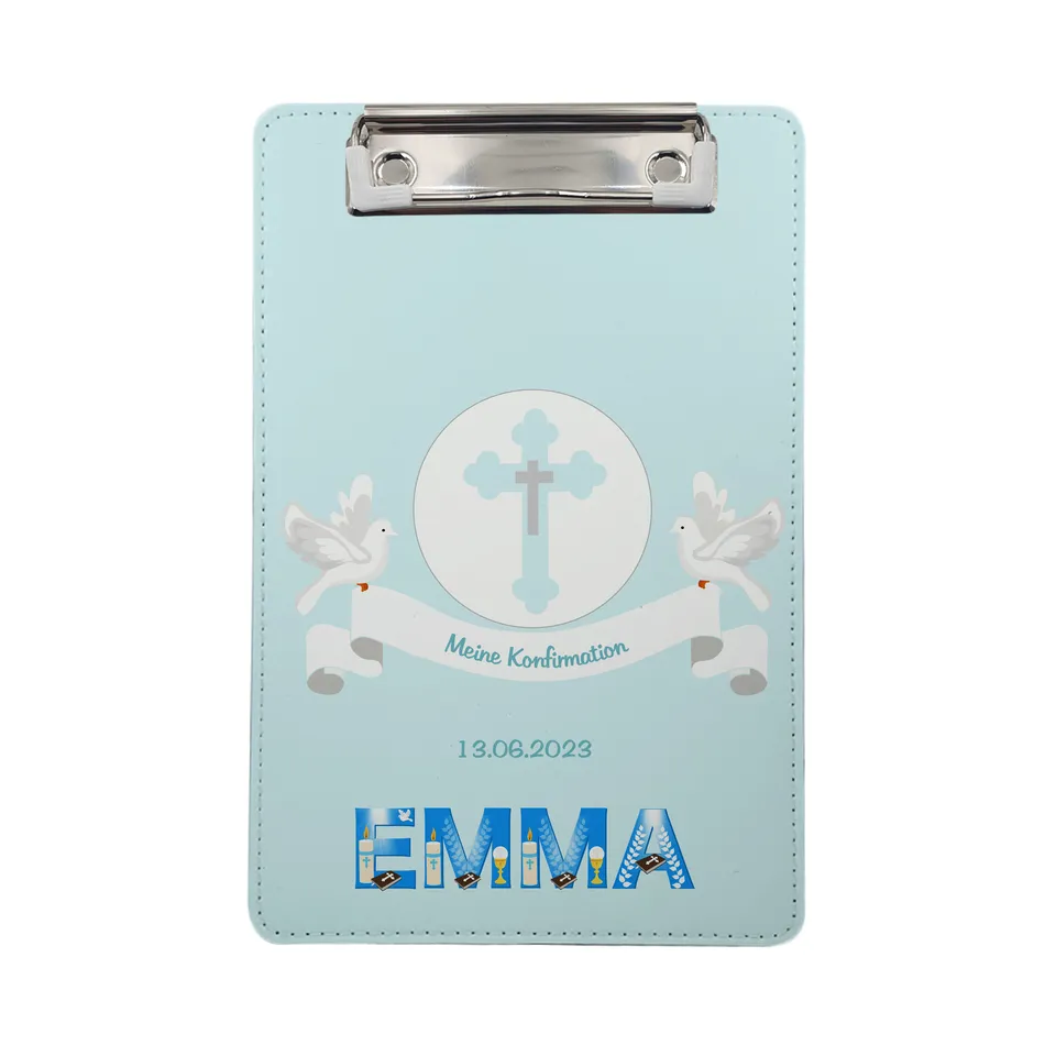 geschenke364-klemmbrett-konfirmation-mit-name-datum-geldgeschenk-a5 image 1