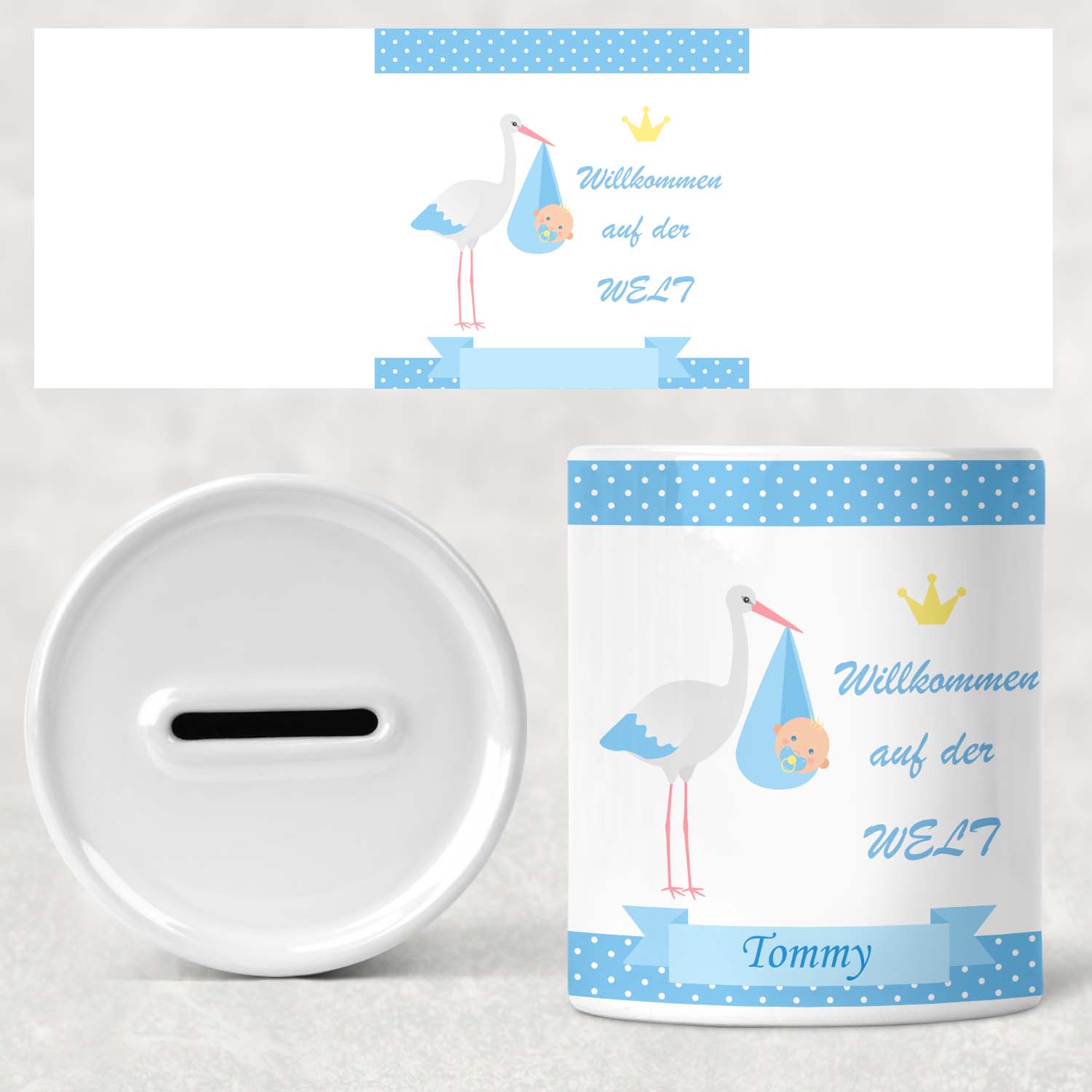 geschenke364-spardose-geburt-junge-blau-willkommen-mit-name image 1