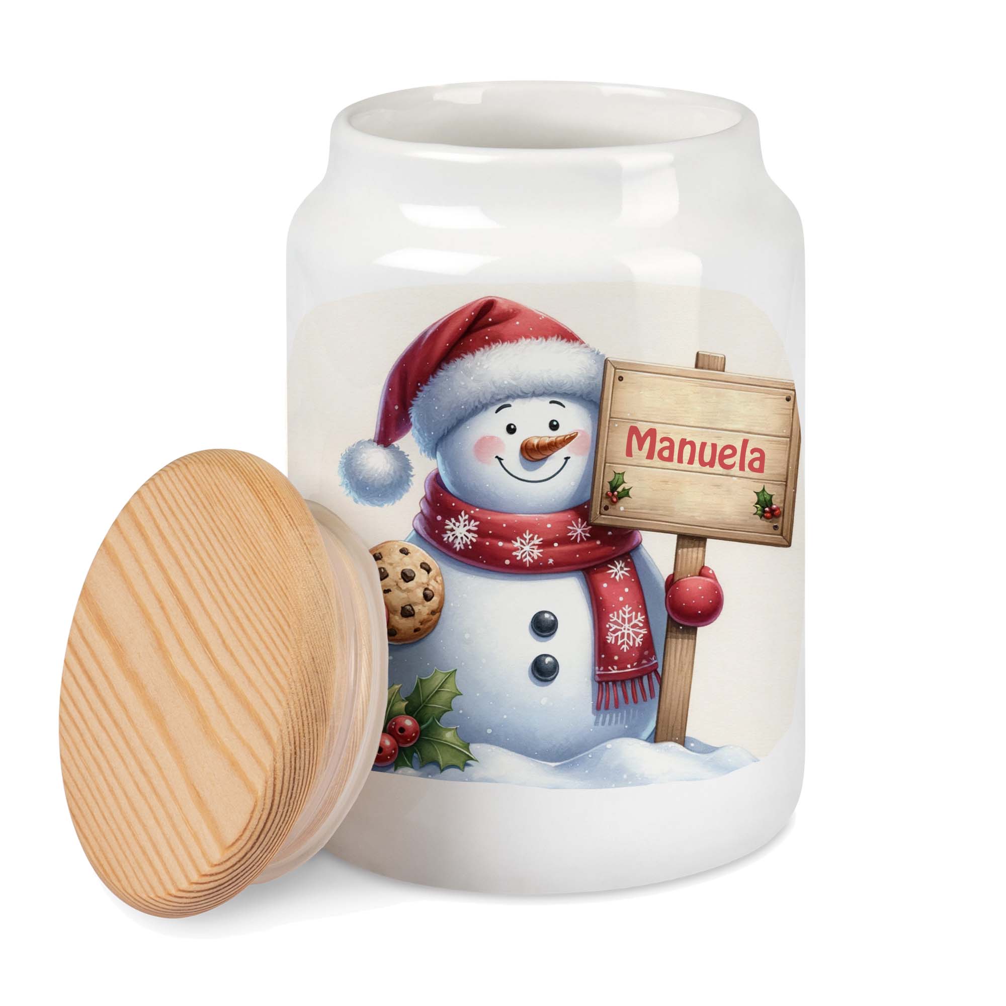 geschenke364-geschenkdosen-schneemann-keksdose-keramik-mit-name image 1