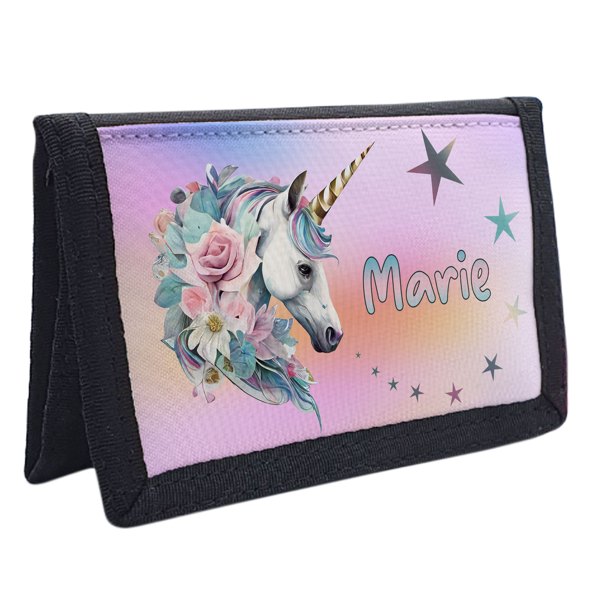 geschenke364-geldbeutel-einhorn-03-kinder-geldb-rse-schwarz-mit-name image 1