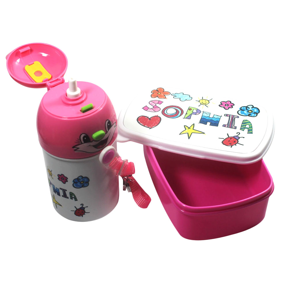 geschenke364-schulbedarf-lunch-box-trinkflasche-pink-mit-name image 2