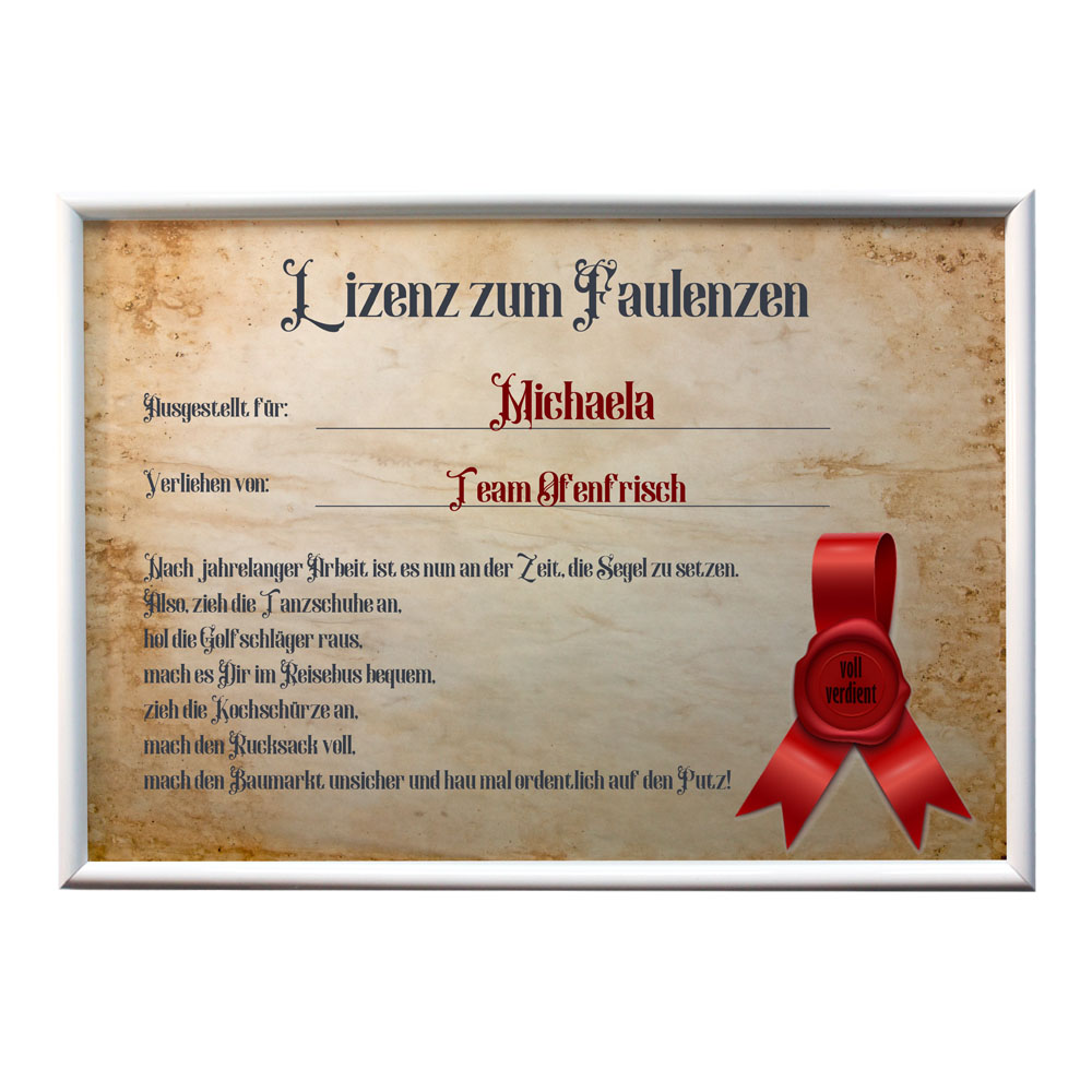 geschenke364-wandbilder-lizenz-faulenzen-ruhestand-mit-name-a4 image 1