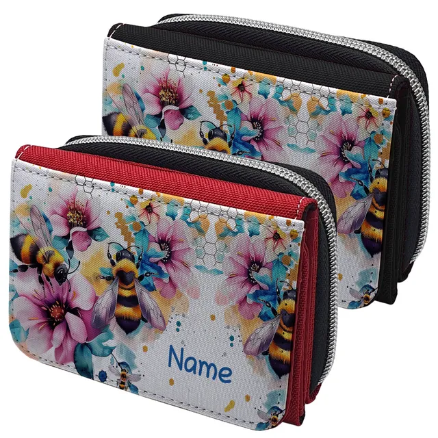 geschenke364-geldbeutel-bienen-und-blumen-mit-name-textil image 1