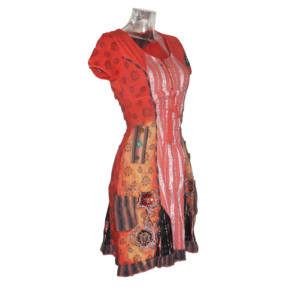 signet-3175-sommerkleid-dirndl-look-orange-stickerei-s-xl image 2