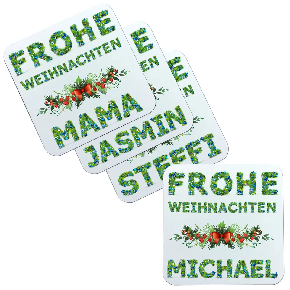 geschenke364-untersetzer-weihnachten-frohe-weihnacht-4er-set-name image 1
