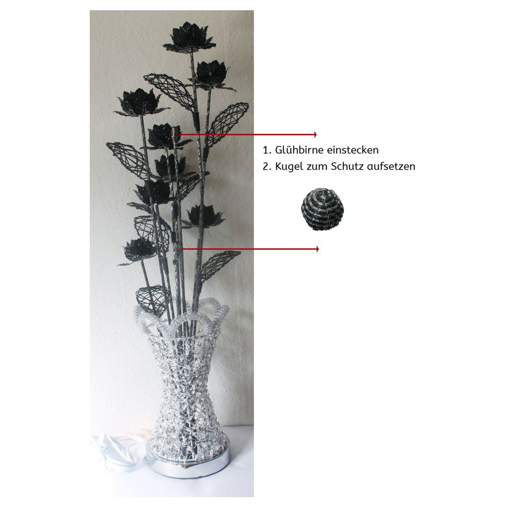geschenke364-heimdeko-blumen-lampe-schwarz-vase-tischleuchte-80-cm image 4