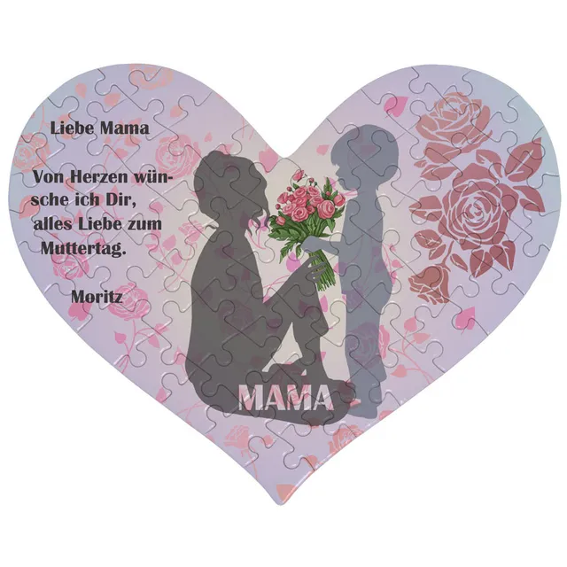 geschenke364-puzzle-muttertag-mutter-sohn-herz-mit-wunschtext-63-teile image 1