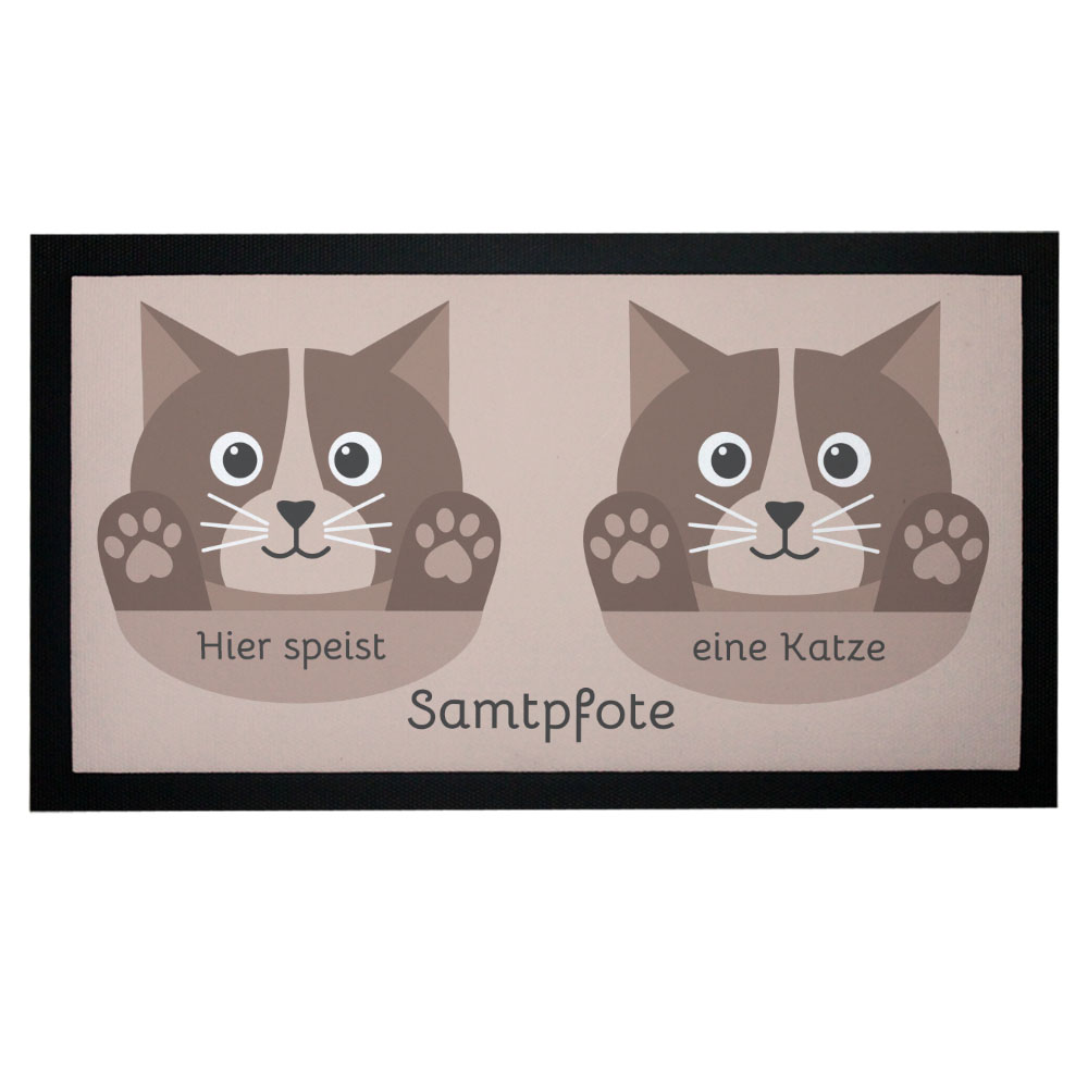 geschenke364-futtermatten-napfunterlage-katze-mit-name-braun-rutschfest image 1