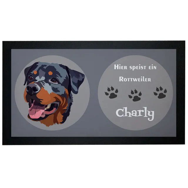 geschenke364-futtermatten-rottweiler-napfunterlage-mit-name-44-cm image 1
